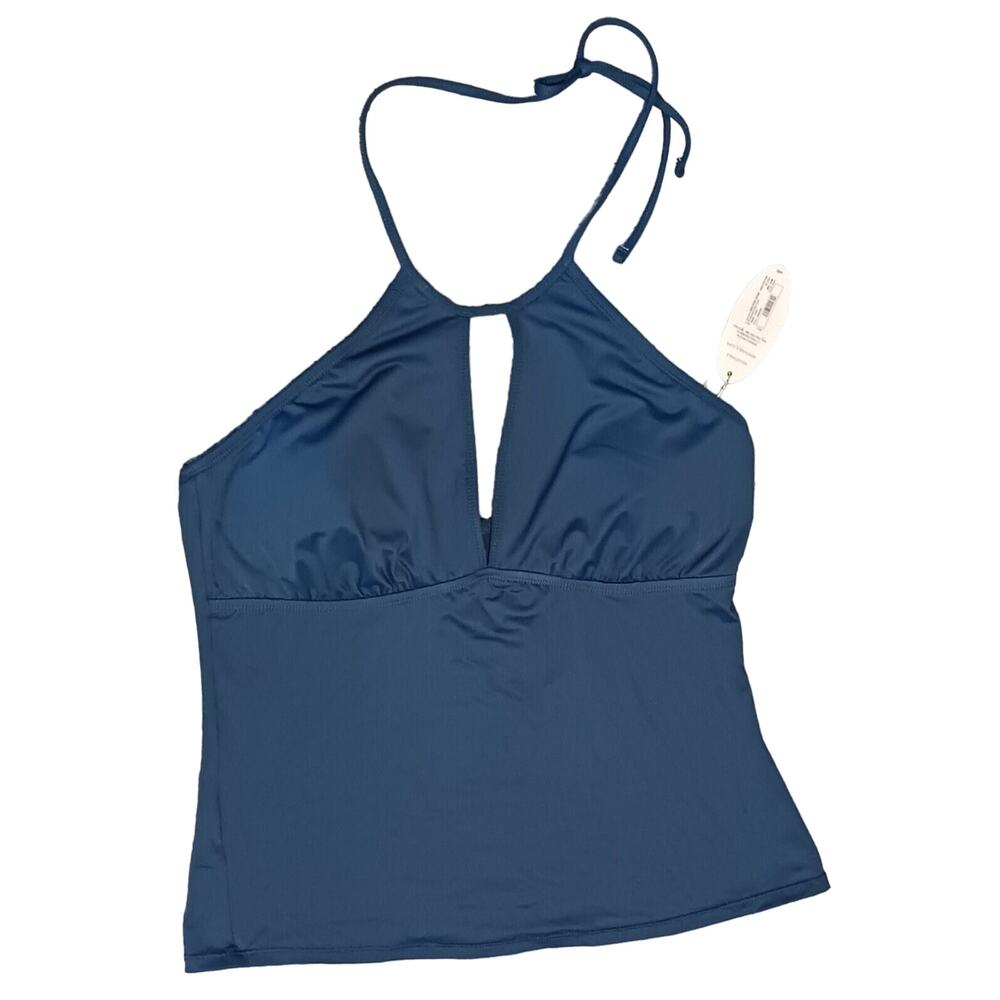 Mynah Womens Size Large Ocean Halter Swimsuit Tankini Top Removable Cups Nwt New
